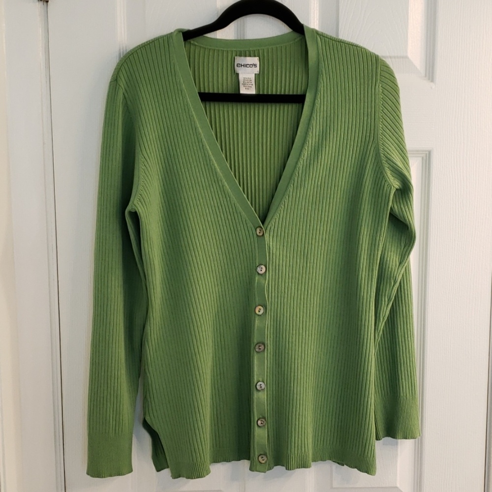 Chico's Green Button Down Cardigan - Sz 1